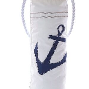 Nautical White and Blue Anchor Wine Tote